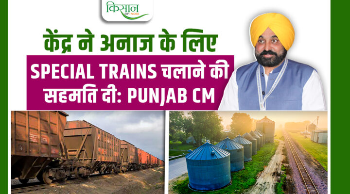केंद्र ने पंजाब में पड़े 15.5 मिलियन मीट्रिक टन अनाज को उठाने के लिए स्पेशल ट्रेनों की Permission दी : CM Bhagwant Mann